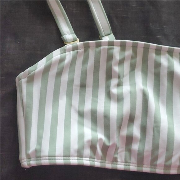 We Wore What Green and White Striped Bikini Top - Picture 5 of 5